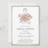 Poinsettia Kerst Kaars QR Code Bruids Bruiloft Kaart (Voorkant)