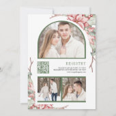 Poinsettia Kerst Kaars QR Code Bruids Bruiloft Kaart (Achterkant)