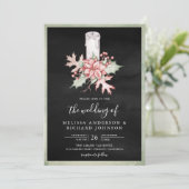 Poinsettia Kerst Kaars QR Code Zwart Bruiloft Kaart (Staand voorkant)