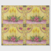 Poinsettia Kerst kaarsen inpakpapier (Vlak)