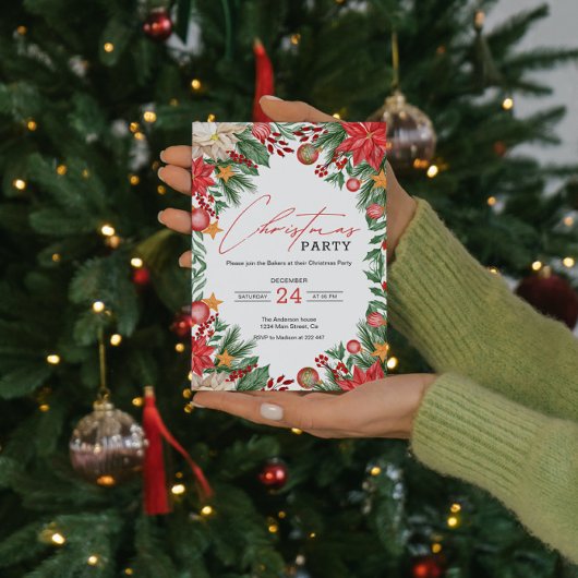 Poinsettia kerst kaart