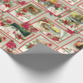  Poinsettia Kerst Kaart Collage Groen BG Cadeaupapier (Hoek)