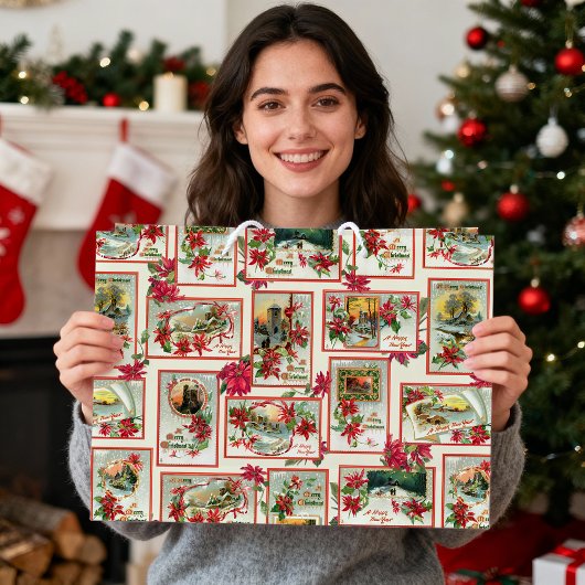  Poinsettia Kerst Kaart Collage Groot Cadeauzakje