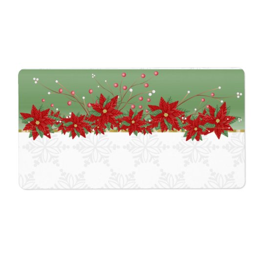 Poinsettia Kerst Keuken Labels (Voorkant)