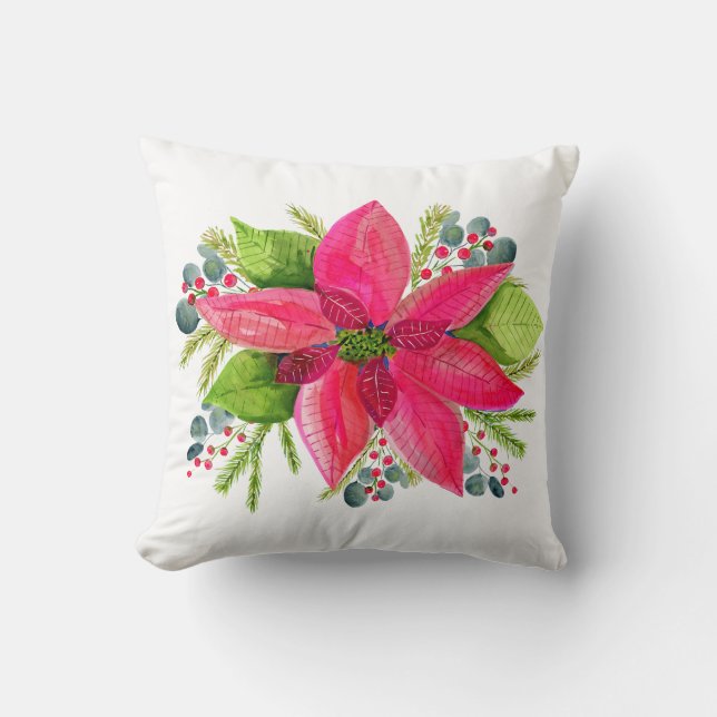 Poinsettia Kerst Kussenhoes Kussen (Voorkant)