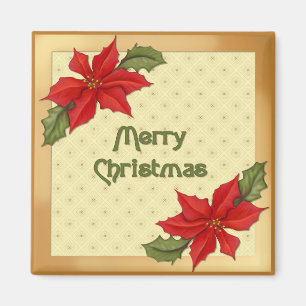 Poinsettia kerst magneet