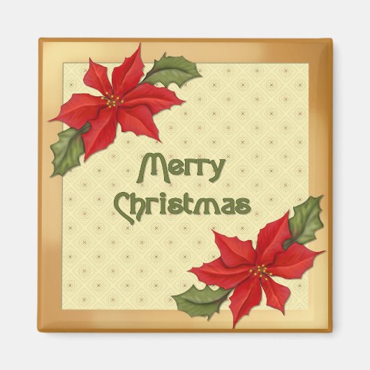 Poinsettia kerst magneet (Voorkant)