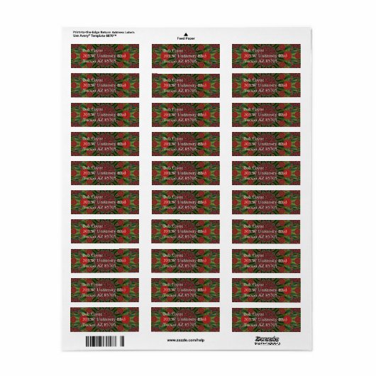 Poinsettia Kerst Mandala Array Mailing Label (Full Sheet)