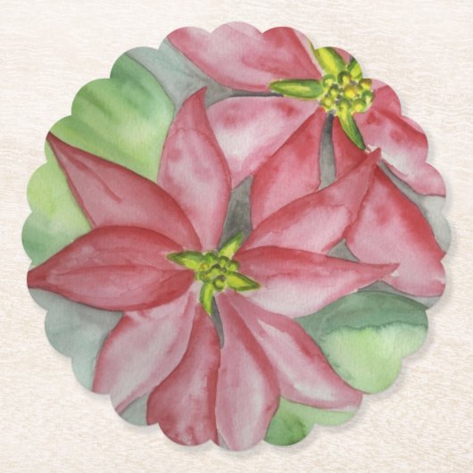 Poinsettia Kerst Onderzetters (Voorkant)