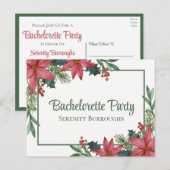 Poinsettia Kerst Rode Bloemen Bachelorette Party Uitnodiging Briefkaart (Voorkant / Achterkant)