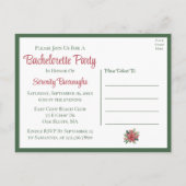 Poinsettia Kerst Rode Bloemen Bachelorette Party Uitnodiging Briefkaart (Achterkant)