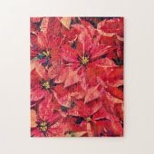 Poinsettia Kerst Rode Bloemen Kunstpuzzel Legpuzzel (Verticaal)