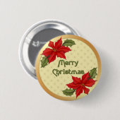 Poinsettia kerst ronde button 5,7 cm (Voorkant /achterkant)