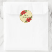 Poinsettia kerst ronde sticker (Tas)