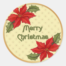 Poinsettia kerst ronde sticker
