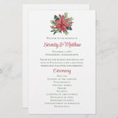 Poinsettia Kerst Rood Bloemen Bruiloft Programma (Voorkant / Achterkant)