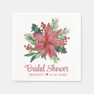 Poinsettia Kerst Rood Bloemstuk Bruidsfeest Servet