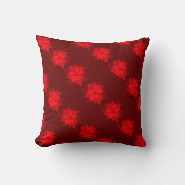 Poinsettia Kerst rood tinten kussen (Voorkant)
