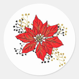 Poinsettia Kerst sticker