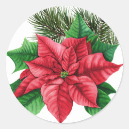 Poinsettia Kerst Sticker