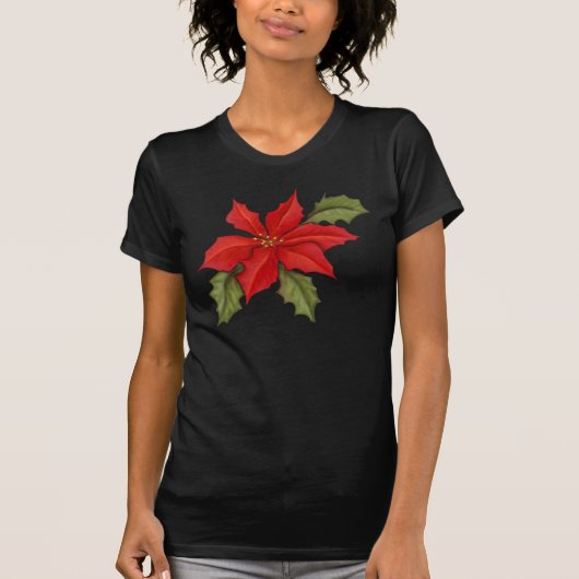Poinsettia kerst t-shirt (Voorkant)