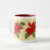 Poinsettia kerst tweekleurige koffiemok (Voorkant links)