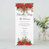 Poinsettia Kerst Uitnodigen Programma & Menu (Staand voorkant)