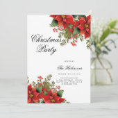 Poinsettia Kerst Uitnodigen Programma & Menu (Staand voorkant)