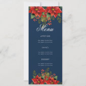 Poinsettia Kerst Uitnodigen Programma & Menu Marin (Achterkant)
