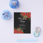 Poinsettia Kerst Vakantie Uitnodigen Programma & M Flyer (Enkel)