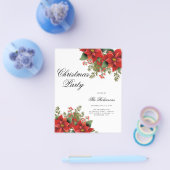 Poinsettia Kerst Vakantie Uitnodigen Programma & M Flyer (Enkel)