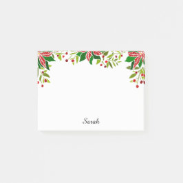 Poinsettia Kerst Voeg Ontvangers Naam Gift Post-it® Notes