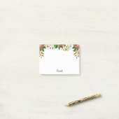 Poinsettia Kerst Voeg Ontvangers Naam Gift Post-it® Notes (Op bureau)