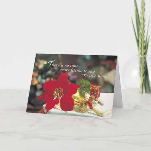 Poinsettia Kerst Zakelijk Dank u Bedankkaart (Voorkant)