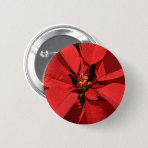 Poinsettia Kerstbloem   Jouw tekst toevoegen Ronde Button 5,7 Cm