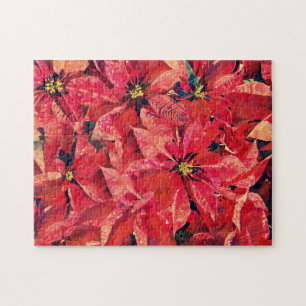 Poinsettia kerstbloemen Art Puzzle Legpuzzel
