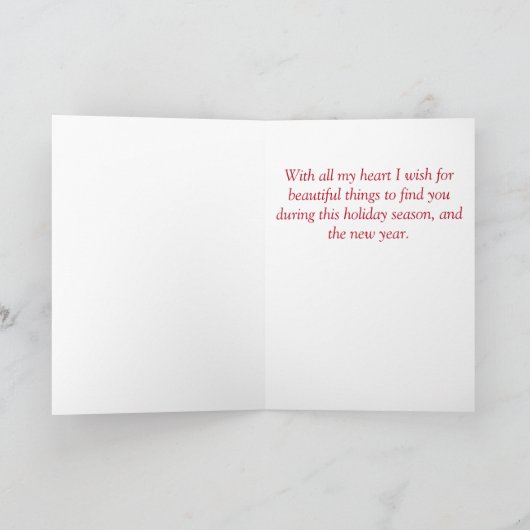 Poinsettia Kerstbloemen met hart Feestdagen Kaart (Binnen)