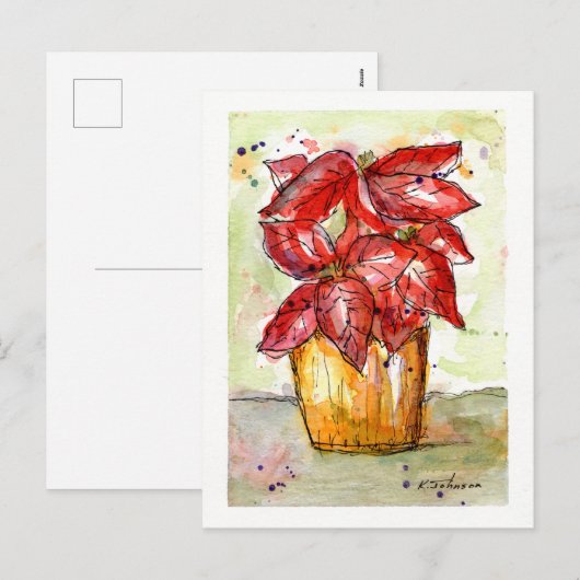 Poinsettia-kerstBriefkaart Feestdagenkaart (Voorkant / Achterkant)
