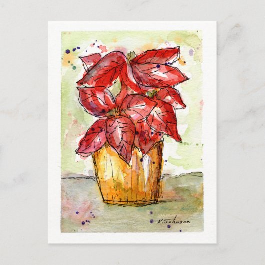 Poinsettia-kerstBriefkaart Feestdagenkaart (Voorkant)