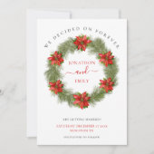 Poinsettia kerstbruiloft redt de datum save the date (Voorkant)