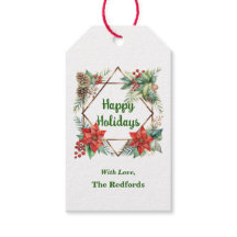 Poinsettia kerstcadeau Label op wit