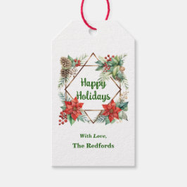 Poinsettia kerstcadeau Label op wit Cadeaulabel