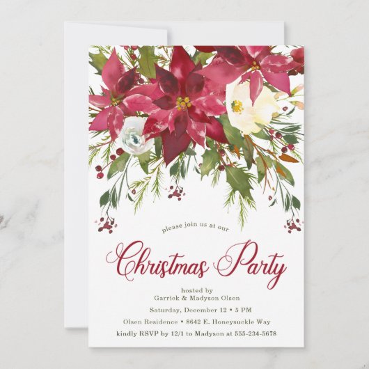 Poinsettia Kerstfeest Kaart (Voorkant)