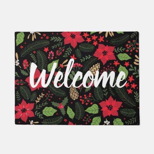 Poinsettia Kerstfeestdag deurmat (Voorkant)