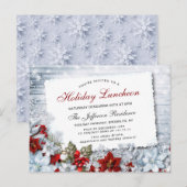 Poinsettia Kerstfeestdag nobelon uitnodiging P (Voorkant / Achterkant)