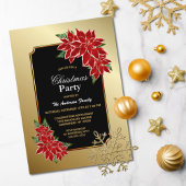 Poinsettia kerstfeestfeest Gold BoundBlack Kaart