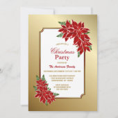 Poinsettia kerstfeestfeest met gouden rand kaart (Voorkant)