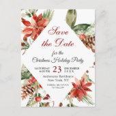 Poinsettia kerstfeestje Save The Date Aankondigingskaart (Voorkant)