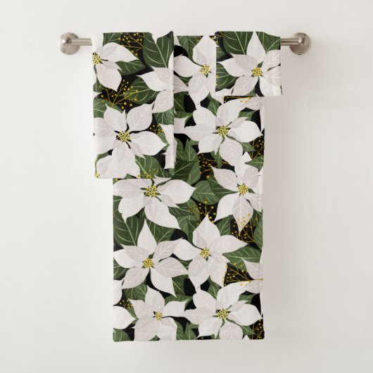 Poinsettia KerstFloral Bath Towel Set Bad Handdoek (Insitu)
