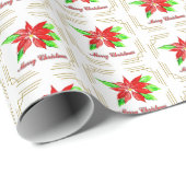 Poinsettia kerstinpakpapier cadeaupapier (Rol Hoek)